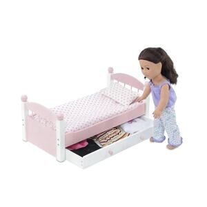 emily rose pink and white bed trundle storage and polka dot bedding